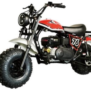 TrailMaster Hurricane 200X PRO Mini Bike, 196cc 6.5hp with Electric Start, Torque Converter, Dual Disc Brakes, Front & Rear Suspension, LED Headlight – Red