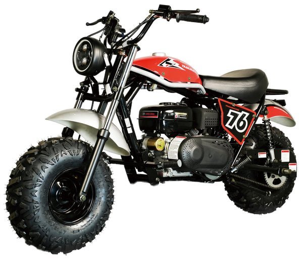TrailMaster Hurricane 200X PRO Mini Bike, 196cc 6.5hp with Electric Start, Torque Converter, Dual Disc Brakes, Front & Rear Suspension, LED Headlight – Red