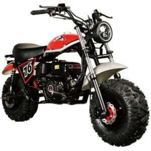 Alternative view of TrailMaster Hurricane 200X PRO Mini Bike, 196cc 6.5hp with Electric Start, Torque Converter, Dual Disc Brakes, Front & Rear Suspension, LED Headlight – Red