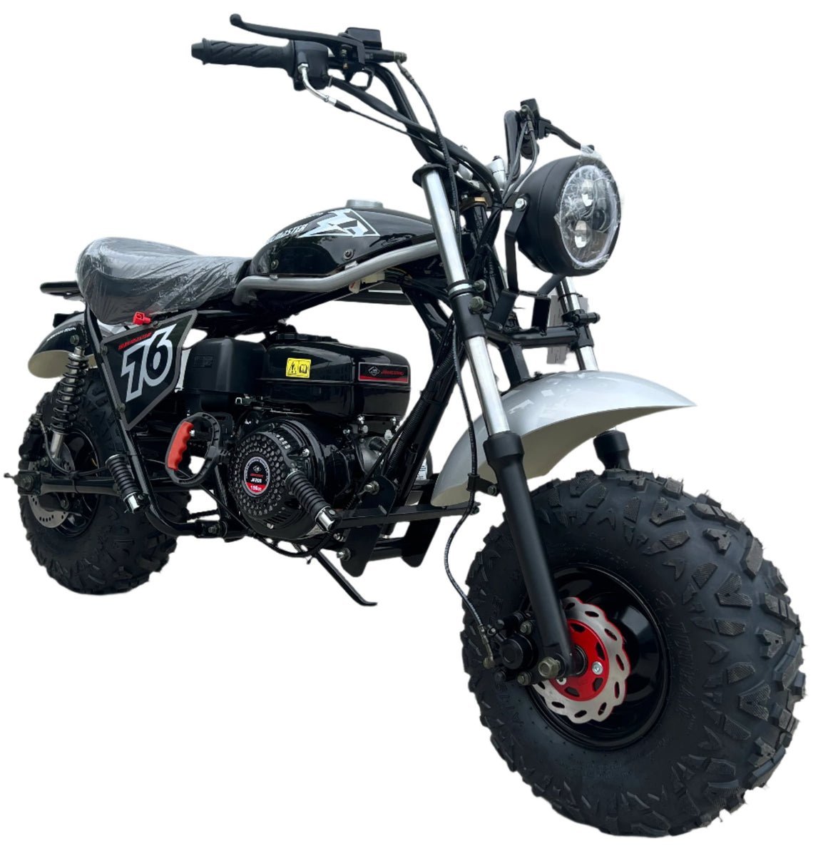 TrailMaster Hurricane 200X PRO Mini Bike, 196cc 6.5hp with Electric Start, Torque Converter, Dual Disc Brakes, Front & Rear Suspension, LED Headlight – Red - Image 3