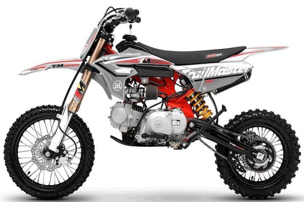 TrailMaster MK125S Pro Series Dirt Bike, 4-Speed Semi-Automatic, Electric Start, Dual Disc Brakes, (14/12) Wheels – Red