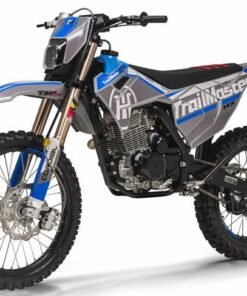 TrailMaster MX250-Pro Dirt Bike, 5-Speed Manual, Dual Disc Brakes, Electric Start (21/18) Wheels – Blue