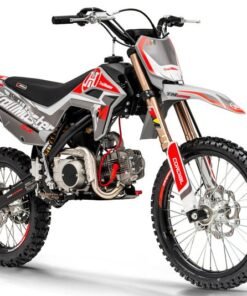 TrailMaster SX125 Pro Series Dirt Bike, Electric Start, 4-Speed Manual, Dual Disc Brakes, (19/16) Wheels – Red