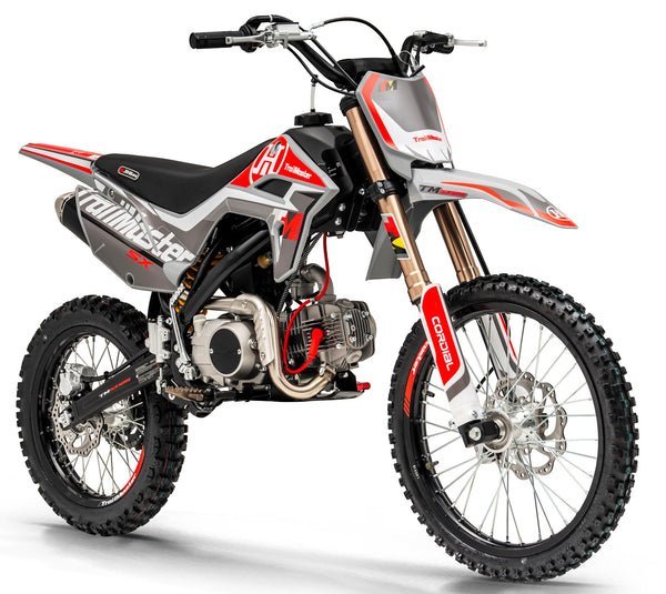 TrailMaster SX125 Pro Series Dirt Bike, Electric Start, 4-Speed Manual, Dual Disc Brakes, (19/16) Wheels – Red