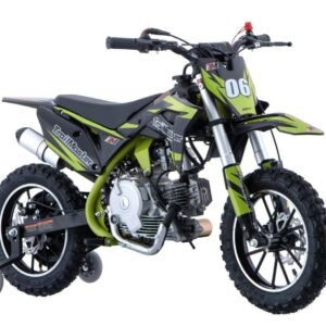 Alternative view of TrailMaster TM06 60cc Gas Dirt Bike, with Electric Start, Automatic, Training Wheels Included, Ages 6-9 – Green