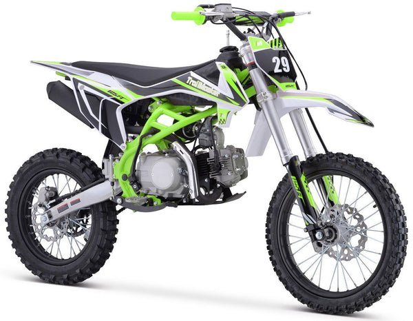 TrailMaster TM29 125cc Dirt Bike, Large Frame, 4-Speed Manual, with Electric Start (17/14), Ages 12 and up – Green