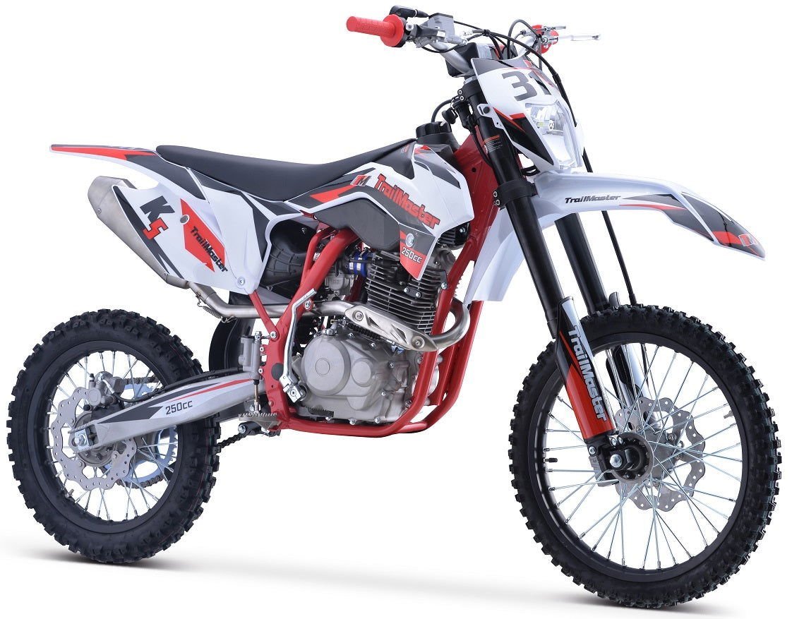 TrailMaster TM31 250cc Dirt Bike 5-Speed Manual Dual Disc Brakes, Electric Start with Kick backup (19/16) – Green - Image 4