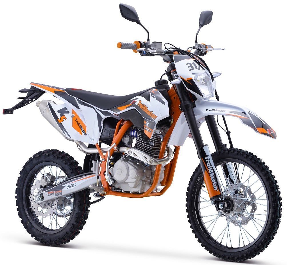 TrailMaster TM31X PRO 250cc Dirt Bike 5-Speed Manual Dual Disc Brakes, Electric Start with Kick backup (19/16) – Orange - Image 3