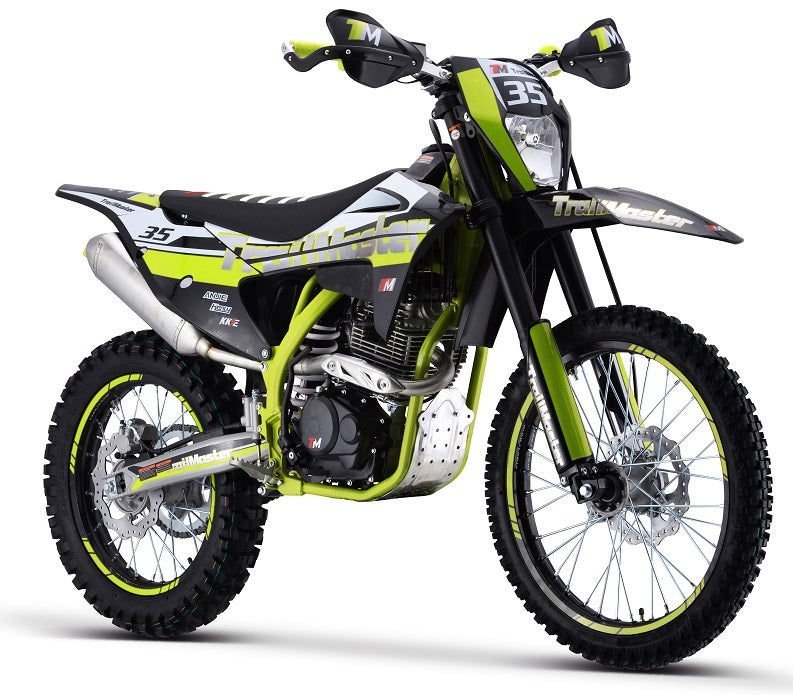 TrailMaster TM35 250cc Dirt Bike, 5-Speed Manual, Dual Disc Brakes, (21/18) Wheels – Green - Image 2