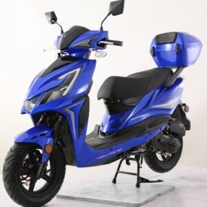 Alternative view of TrailMaster Trophy 150cc Street Scooter, Ships Fully Assembled – Blue