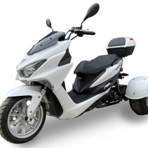 Alternative view of Trifecta 150cc Street Trike, Automatic, Disc Brakes, Aluminum Wheels, Trunk and Windshield Included – Metallic Blue