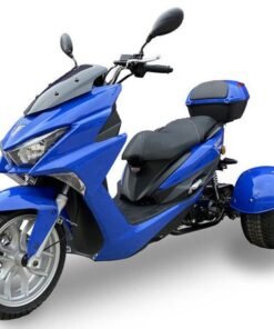 Trifecta 150cc Street Trike, Automatic, Disc Brakes, Aluminum Wheels, Trunk and Windshield Included – Metallic Blue
