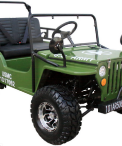 Willys Style Jeep Go Kart, 125cc Gas Engine, 3-speed with Reverse, Ages 12 and up – Army Green