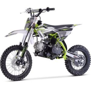 X2 Kids Gas Dirt Bike, Electric Start 110cc 4-Stroke, Semi Automatic, 14/12 inch Wheels, Ages 12 and up – Green